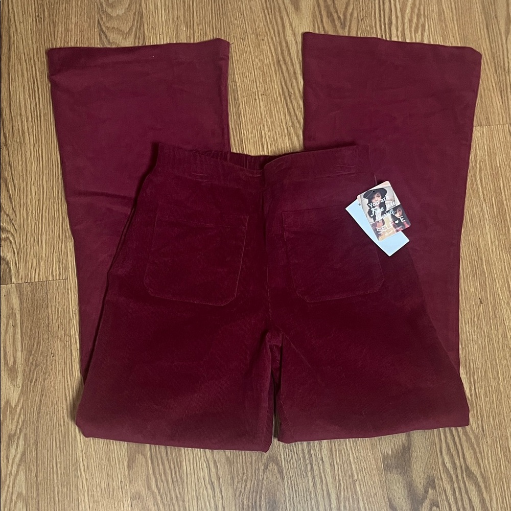 Women's Wide Leg Pants - Burgundy